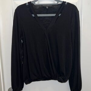 White House Black Market strappy Surplice Top. Black. Size M.